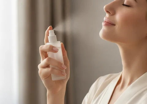 Close-up real photo of fragrance application suitable for