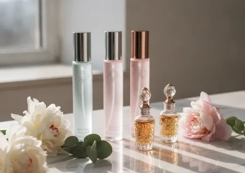 real photo of body mist and attar bottles